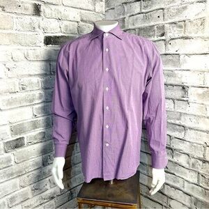 Canali Micro Plaid Button Down Dress Shirt